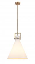  411-1SL-BB-G411-16WH - Newton Cone - 1 Light - 16 inch - Brushed Brass - Cord hung - Pendant