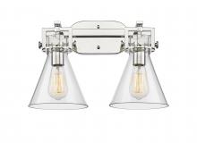  411-2W-PN-G411-7CL - Newton Cone - 2 Light - 17 inch - Polished Nickel - Bath Vanity Light