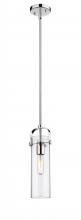  423-1S-PC-4CL - Pilaster - 1 Light - 12 inch Long Glass - Polished Chrome - Stem hung - Mini Pendant