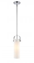  423-1S-PC-G423-12WH - Pilaster II Cylinder - 1 Light - 12 inch Long Glass - Polished Chrome - Pendant