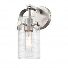  423-1W-SN-G423-7DE - Pilaster II Cylinder - 1 Light - 7 inch Long Glass - Satin Nickel - Sconce