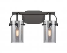  423-2W-BK-G423-7SM - Pilaster II Cylinder - 2 Light - 15 inch - Matte Black - Bath Vanity Light