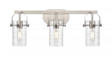  423-3W-SN-G423-7DE - Pilaster II Cylinder - 3 Light - 25 inch - Satin Nickel - Bath Vanity Light