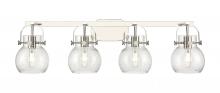  423-4W-PN-G410-6SDY - Pilaster II Sphere - 4 Light - 37 inch - Polished Nickel - Bath Vanity Light