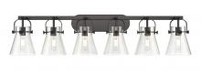  423-6W-BK-G411-6SDY - Pilaster II Cone - 6 Light - 46 inch - Matte Black - Bath Vanity Light