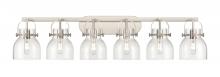  423-6W-SN-G412-6CL - Pilaster II Bell - 6 Light - 46 inch - Satin Nickel - Bath Vanity Light