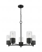  428-5CR-BK-G428-7SDY - Bolivar - 5 Light - 25 inch - Matte Black - Chain Hung - Chandelier