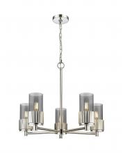  428-5CR-PN-G428-7SM - Bolivar - 5 Light - 25 inch - Polished Nickel - Chain Hung - Chandelier