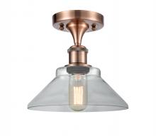  516-1C-AC-G132 - Orwell - 1 Light - 8 inch - Antique Copper - Semi-Flush Mount