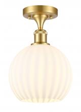  516-1C-SG-G1217-8WV - White Venetian - 1 Light - 8 inch - Satin Gold - Semi-Flush Mount