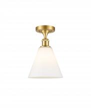  516-1C-SG-GBC-81 - Berkshire - 1 Light - 8 inch - Satin Gold - Semi-Flush Mount