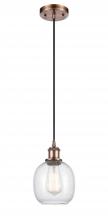  516-1P-AC-G104 - Belfast - 1 Light - 6 inch - Antique Copper - Cord hung - Mini Pendant