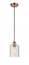  516-1P-AC-G112C-5CL - Cobbleskill - 1 Light - 5 inch - Antique Copper - Cord hung - Mini Pendant