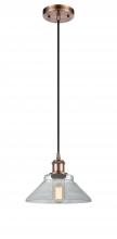  516-1P-AC-G132 - Orwell - 1 Light - 8 inch - Antique Copper - Cord hung - Mini Pendant