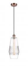  516-1P-AC-G682-7 - Windham - 1 Light - 7 inch - Antique Copper - Cord hung - Mini Pendant