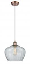  516-1P-AC-G92-L - Fenton - 1 Light - 11 inch - Antique Copper - Cord hung - Mini Pendant