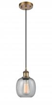  516-1P-BB-G104 - Belfast - 1 Light - 6 inch - Brushed Brass - Cord hung - Mini Pendant