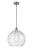  516-1P-BB-G1213-14 - Athens Deco Swirl - 1 Light - 14 inch - Brushed Brass - Cord hung - Pendant