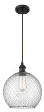  516-1P-OB-G122-10CSN - Farmhouse Chicken Wire - 1 Light - 10 inch - Oil Rubbed Bronze - Cord hung - Mini Pendant