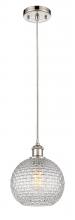  516-1P-PN-G122C-8CL - Athens - 1 Light - 8 inch - Polished Nickel - Cord hung - Mini Pendant