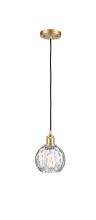  516-1P-SG-G1215-6 - Athens Water Glass - 1 Light - 6 inch - Satin Gold - Cord hung - Mini Pendant