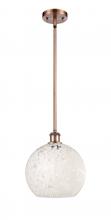  516-1S-AC-G1216-10WM - White Mouchette - 1 Light - 10 inch - Antique Copper - Mini Pendant