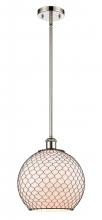  516-1S-PN-G121-10CBK - Farmhouse Chicken Wire - 1 Light - 10 inch - Polished Nickel - Mini Pendant