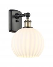  516-1W-BAB-G1217-8WV - White Venetian - 1 Light - 8 inch - Black Antique Brass - Sconce