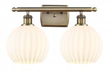  516-2W-AB-G1217-8WV - White Venetian - 2 Light - 18 inch - Antique Brass - Bath Vanity Light