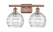  516-2W-AC-G1213-8 - Athens Deco Swirl - 2 Light - 18 inch - Antique Copper - Bath Vanity Light