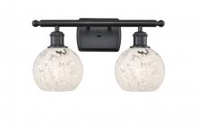  516-2W-BK-G1216-6WM - White Mouchette - 2 Light - 16 inch - Matte Black - Bath Vanity Light