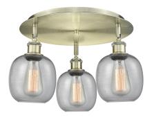  516-3C-AB-G104 - Belfast - 3 Light - 18 inch - Antique Brass - Flush Mount