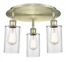  516-3C-AB-G802 - Clymer - 3 Light - 16 inch - Antique Brass - Flush Mount