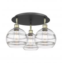  516-3C-BAB-G556-8CL - Rochester - 3 Light - 20 inch - Black Antique Brass - Flush Mount