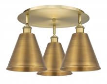  516-3C-BB-MBC-8-BB - Berkshire - 3 Light - 20 inch - Brushed Brass - Flush Mount