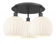  516-3C-BK-G1217-10WV - White Venetian - 3 Light - 22 inch - Matte Black - Flush Mount