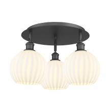  516-3C-BK-G1217-8WV - White Venetian - 3 Light - 20 inch - Matte Black - Flush Mount