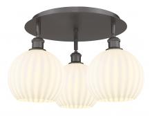  516-3C-OB-G1217-8WV - White Venetian - 3 Light - 20 inch - Oil Rubbed Bronze - Flush Mount