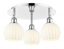  516-3C-PC-G1217-6WV - White Venetian - 3 Light - 18 inch - Polished Chrome - Flush Mount