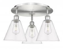  516-3C-SN-GBC-82 - Berkshire - 3 Light - 20 inch - Satin Nickel - Flush Mount