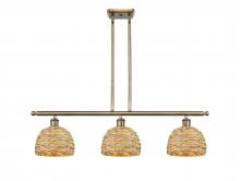  516-3I-AB-RBD-8-NAT - Woven Rattan - 3 Light - 36 inch - Antique Brass - Multi Pendant