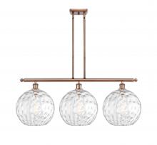  516-3I-AC-G1215-12 - Athens Water Glass - 3 Light - 39 inch - Antique Copper - Stem Hung - Island Light