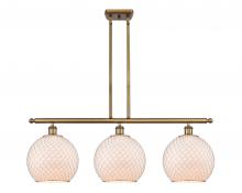  516-3I-BB-G121-10CSN - Farmhouse Chicken Wire - 3 Light - 37 inch - Brushed Brass - Cord hung - Island Light