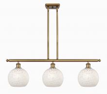  516-3I-BB-G1216-8WM - White Mouchette - 3 Light - 36 inch - Brushed Brass - Stem Hung - Island Light