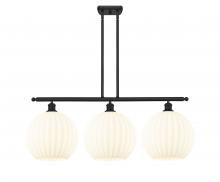  516-3I-BK-G1217-12WV - White Venetian - 3 Light - 39 inch - Matte Black - Stem Hung - Island Light