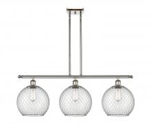  516-3I-PN-G122-10CSN - Farmhouse Chicken Wire - 3 Light - 37 inch - Polished Nickel - Cord hung - Island Light