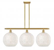  516-3I-SG-G1216-12WM - White Mouchette - 3 Light - 39 inch - Satin Gold - Stem Hung - Island Light