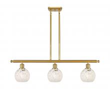  516-3I-SG-G1216-6WM - White Mouchette - 3 Light - 36 inch - Satin Gold - Stem Hung - Island Light