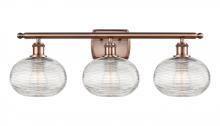  516-3W-AC-G555-8CL - Ithaca - 3 Light - 28 inch - Antique Copper - Bath Vanity Light