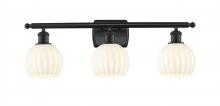  516-3W-BK-G1217-6WV - White Venetian - 3 Light - 26 inch - Matte Black - Bath Vanity Light